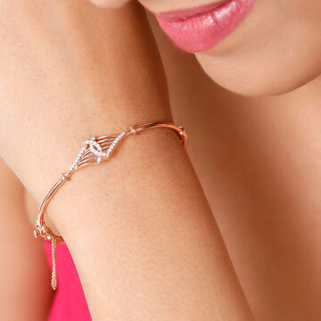14KT Rose Gold Exquisite Radiant Diamond Bangle