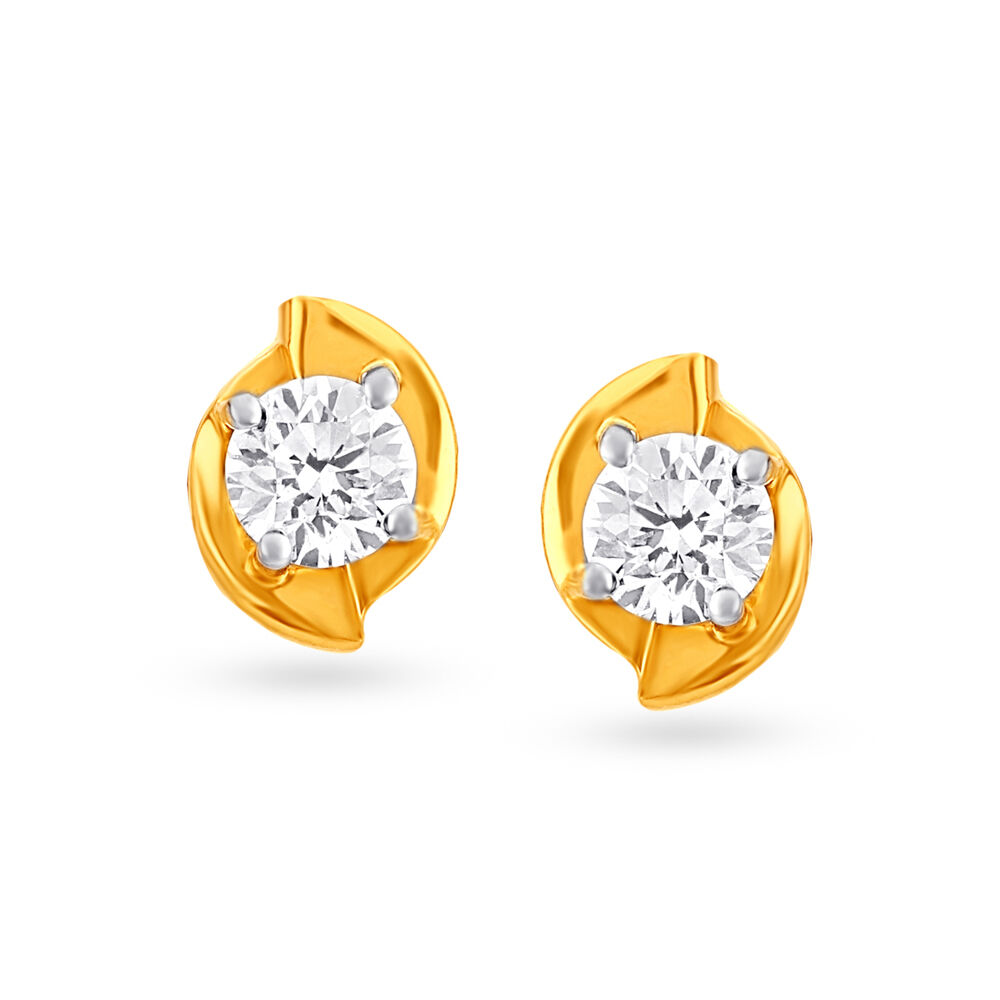 Dainty Circlet Diamond Single Stone Stud Earrings