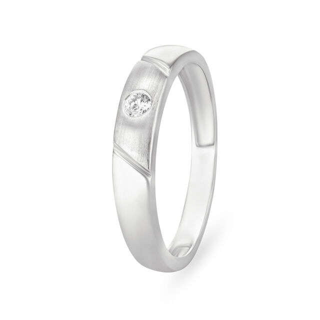 Impressive Striped Platinum and Diamond Ring,,hi-res image number null