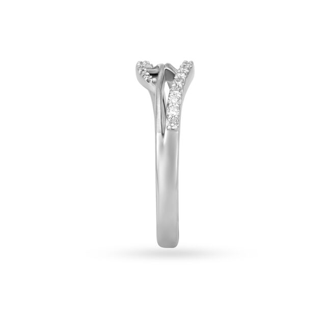 Stylish Crossover White Platinum Finger Ring,,hi-res image number null