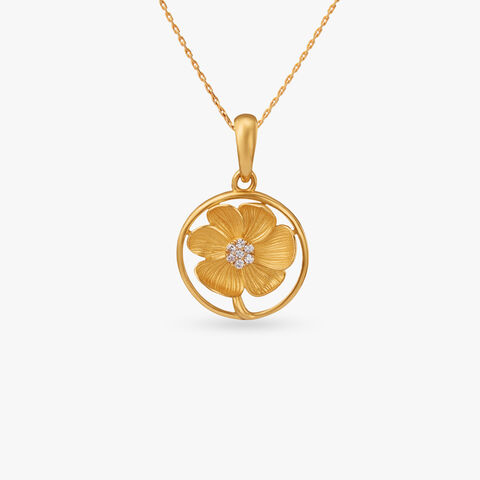 Floral Halo Gold Pendant