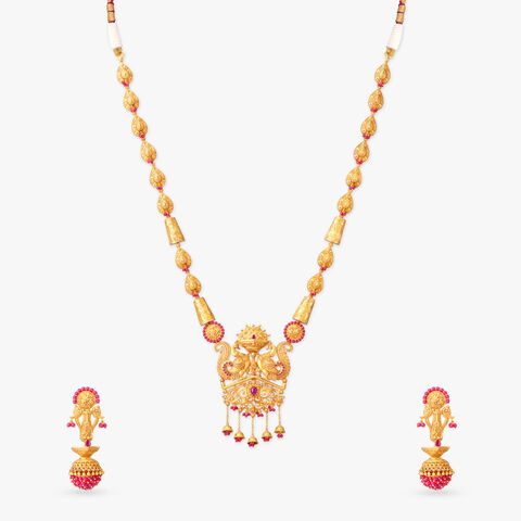 Dancing Feather Gold Necklace set