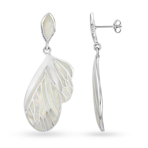 Silver Drop Earrings with Pearl