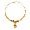 Traditional Yellow Gold Floral Necklace and Earrings Set,,hi-res image number null