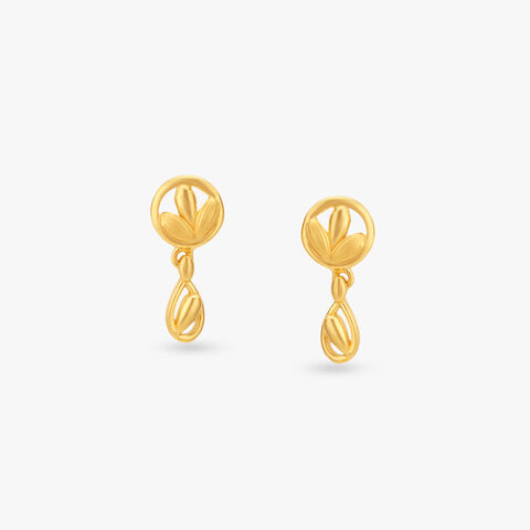 Petal Orbit Gold Drop Earrings for Kids