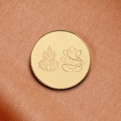 1 gram 22 Karat Gold Coin with Lakshmi Ganesha Motif