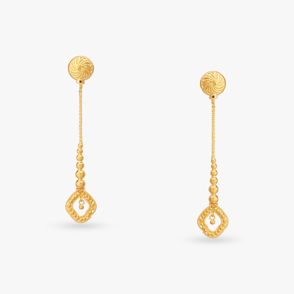Filigree Gold Drop Earrings Tanishq Online Store