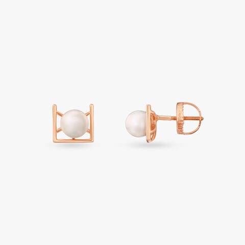 Geometric Nest Gold Stud Earrings