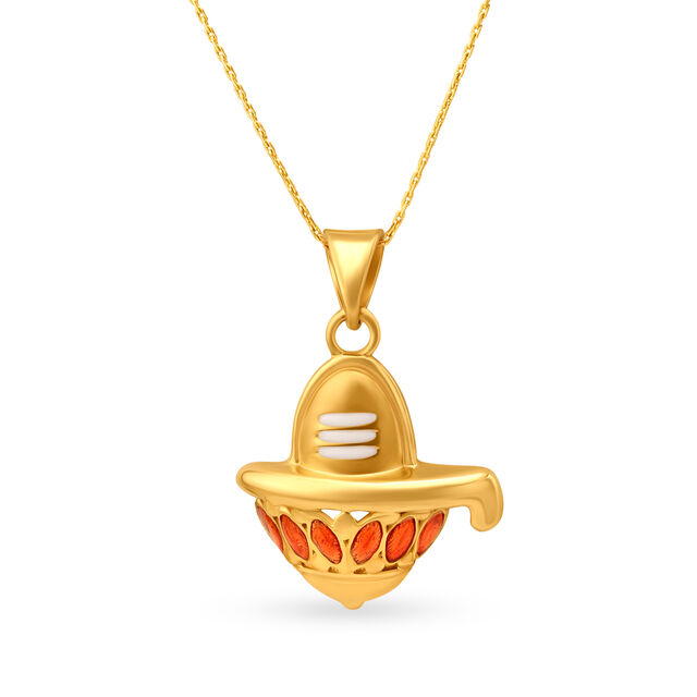 Divine Shiva Linga Inspired Gold Pendant,,hi-res image number null