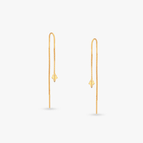 Cascading Leaf Gold Hoop Earrings