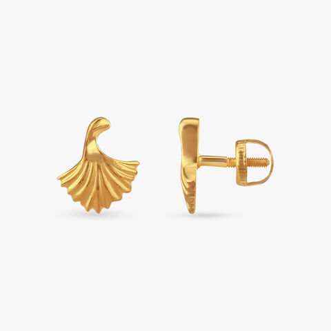Twirly Shell Gold Stud Earrings for Kids