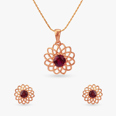 Twilight Bloom Silver Pendant and Earrings Set