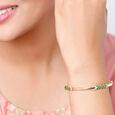 14 KT Yellow Gold Chevron Enamel Diamond Bangle,,hi-res image number null