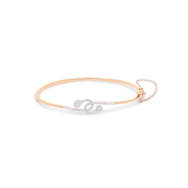 14 KT Rose Gold Fluid Diamond Bangle,,hi-res image number null