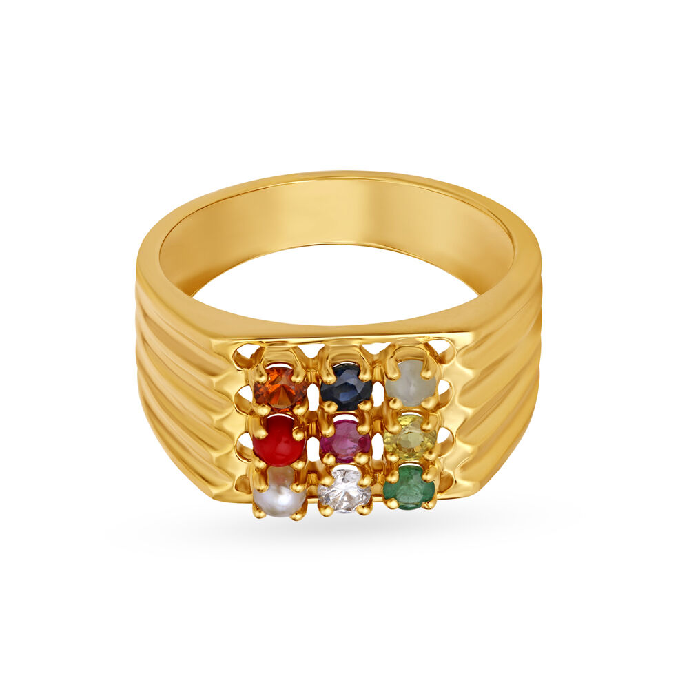 Buy Monarch Flower Design Navaratna Ring- Joyalukkas