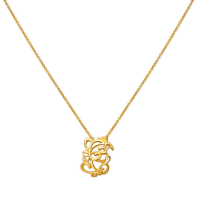 Ganesha Silhouette Pendant with Chain,,hi-res image number null