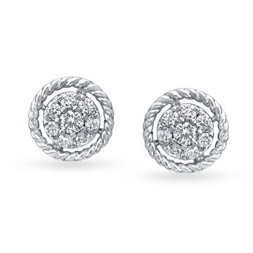 Gorgeous Round Platinum and Diamond Stud Earrings