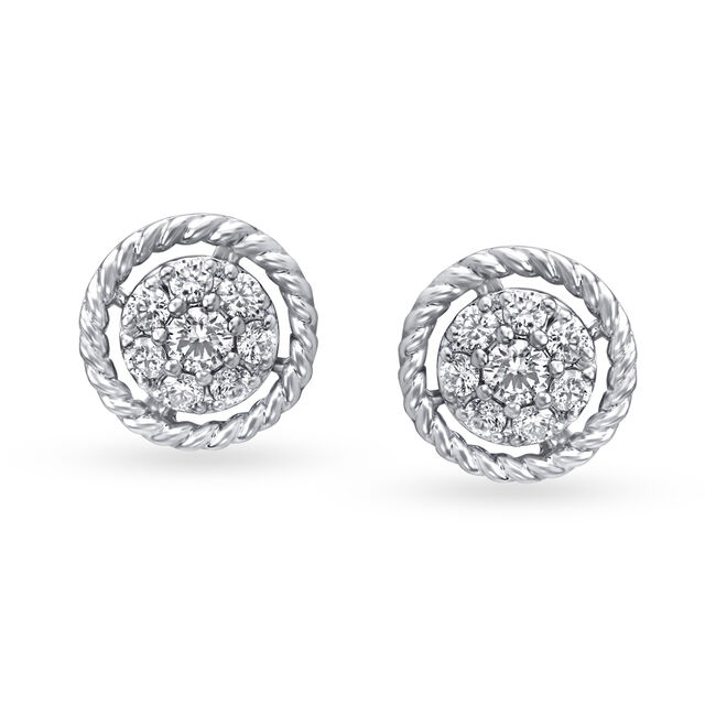 Gorgeous Round Platinum and Diamond Stud Earrings,,hi-res image number null