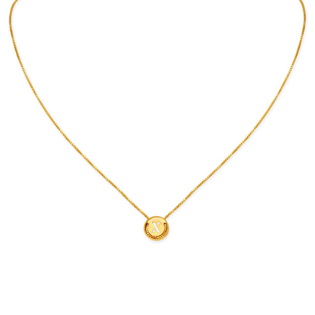 Letter X Gold Pendant with Chain For Kids,,hi-res image number null