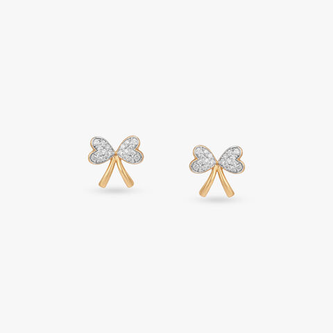 Twinkle Bow Diamond Stud Earrings for Kids