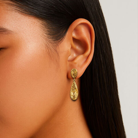 Radiant Leaves Gold Drop Earrings