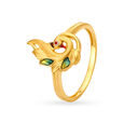 Spirited Yellow Gold Peacock Finger Ring,,hi-res image number null