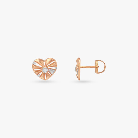 Heart Flare Diamond Stud Earrings