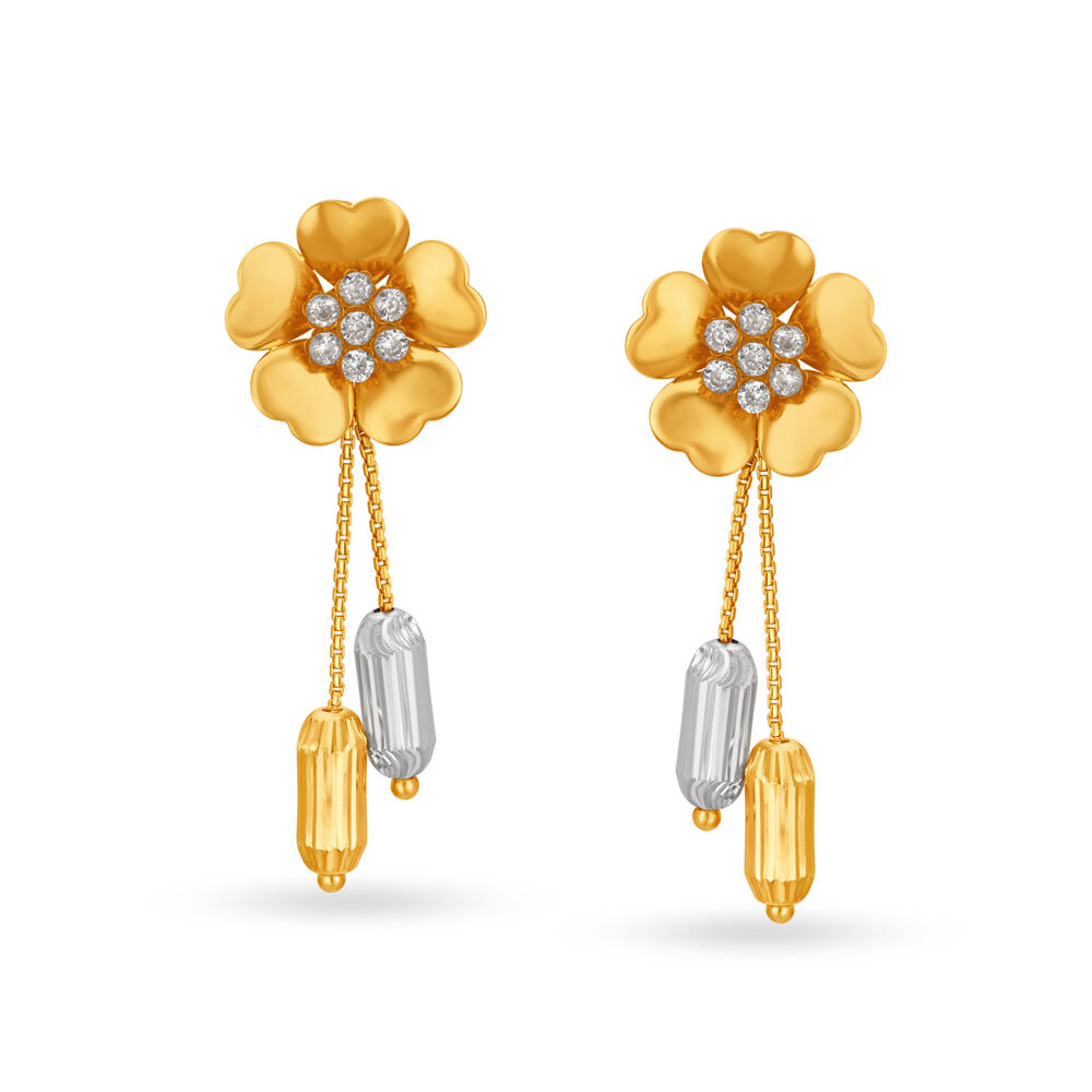 Dainty Floral Gold Drop Earrings