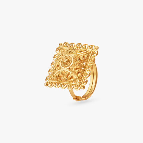 Ornate Square Gold Ring