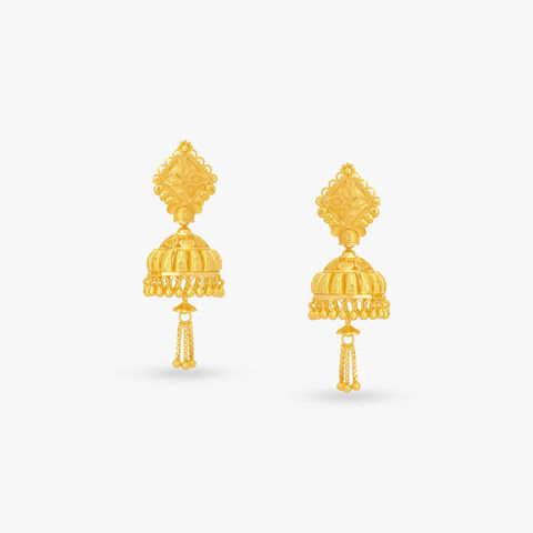 Diamond-Frame Jhumka Earrings