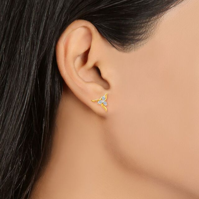 Whimsical Star Pattern Diamond Stud Earrings,,hi-res image number null