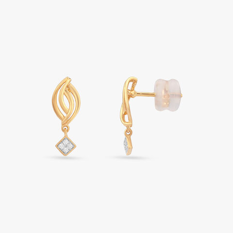 Intertwined Curve Diamond Drop Earrings