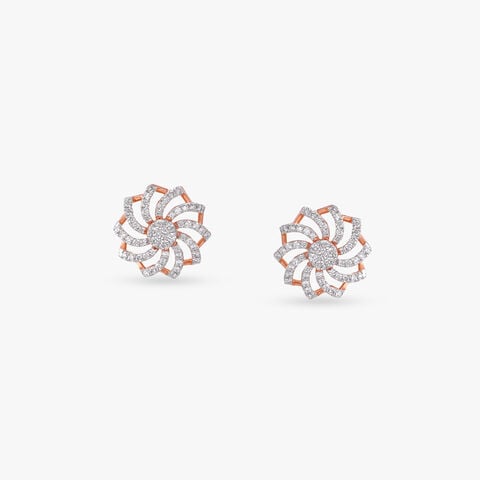 Pinwheel Spark Diamond Stud Earrings