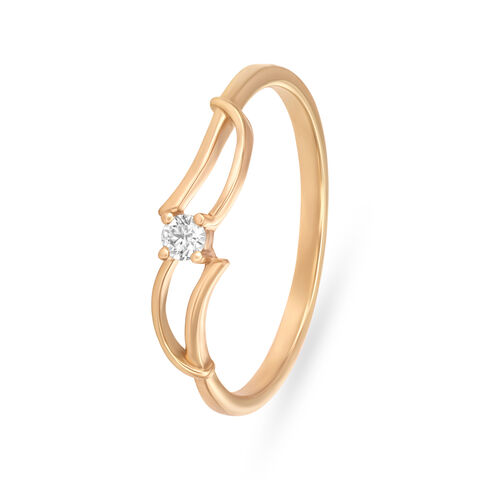 Slender Single Diamond Studded Finger Ring