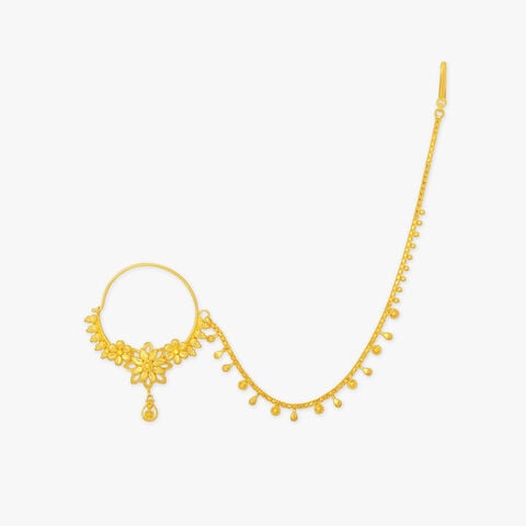 Floral Cascade Gold Nose Pin