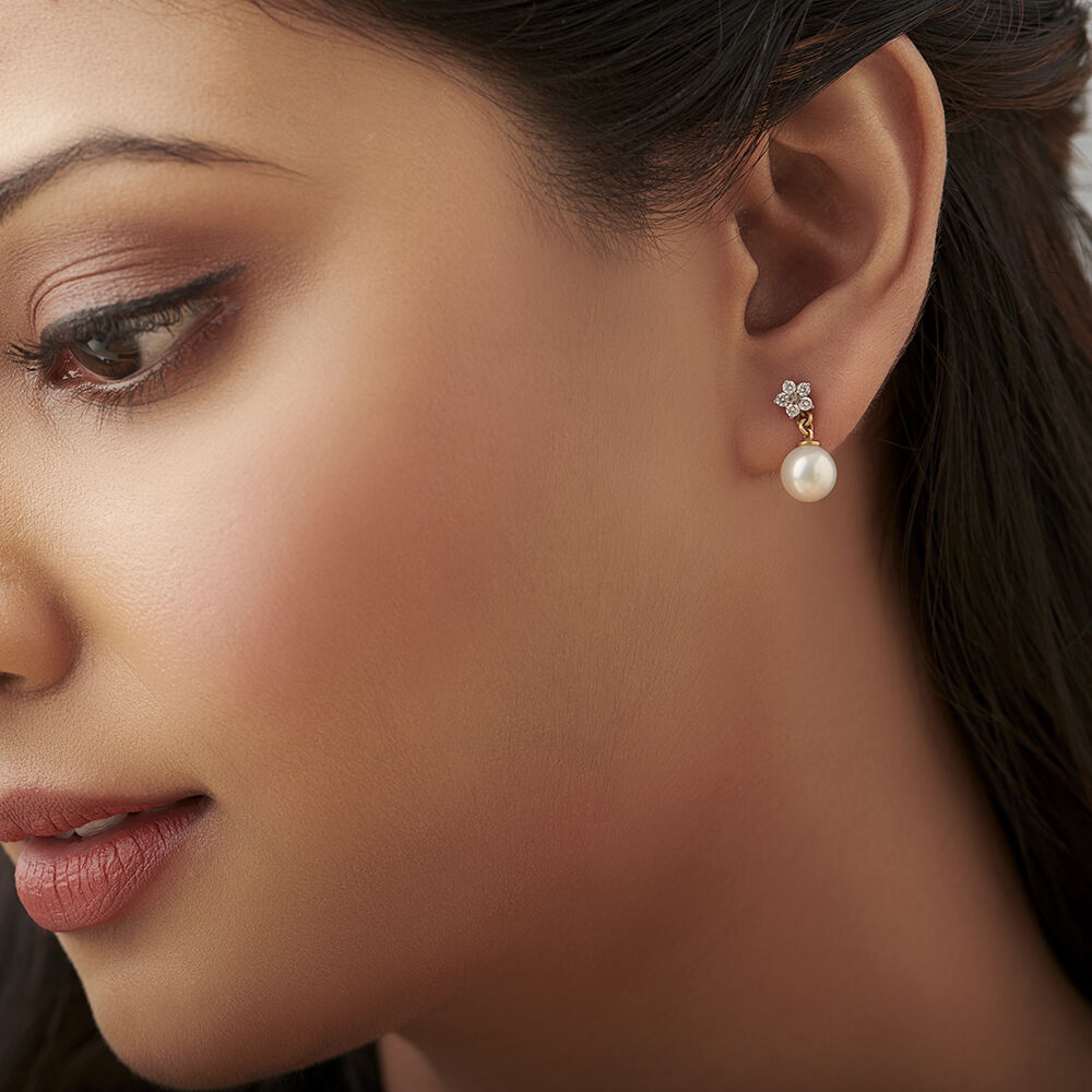 Splendid Pearl and Diamond Drop Earrings