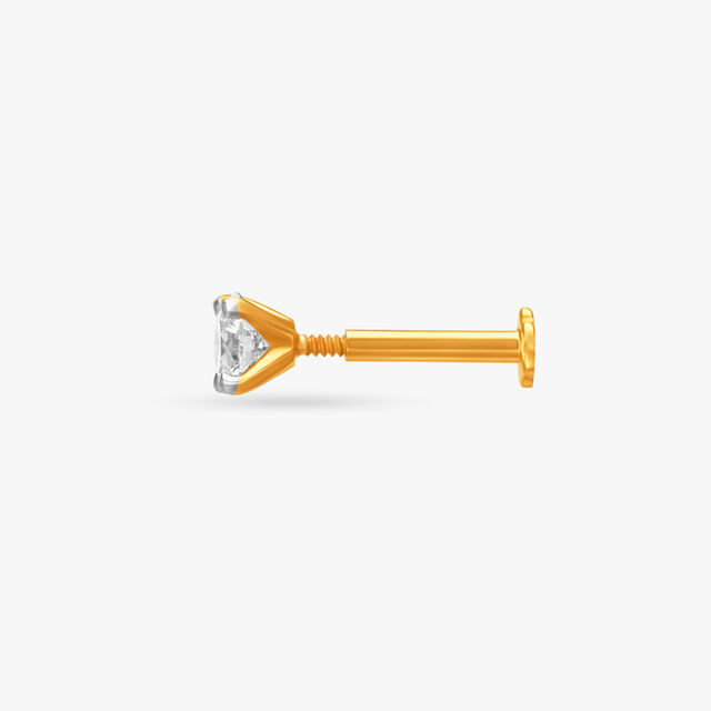Sleek Gold and Diamond Nose Pin,,hi-res image number null
