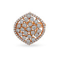 Shimmering 18 Karat Yellow, White, Rose Gold And Diamond Leaf-Shaped Finger Ring,,hi-res image number null