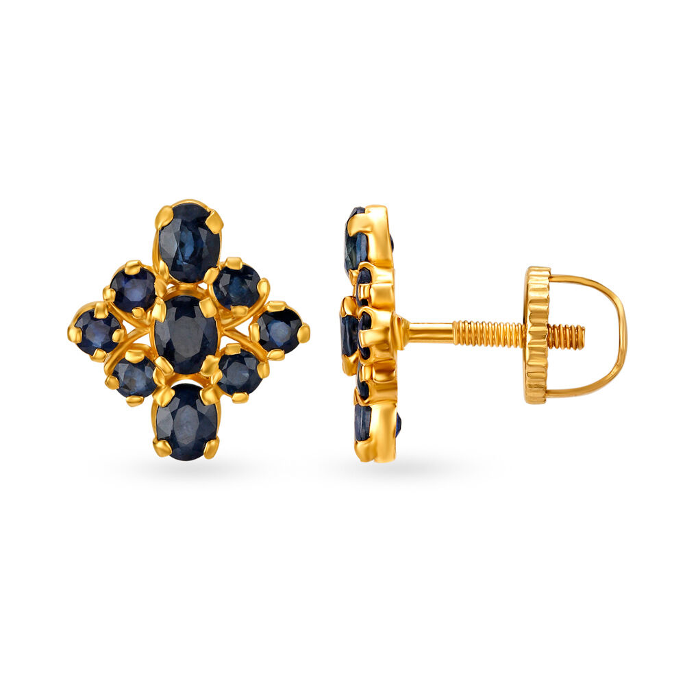 Blue sapphire earrings best sale tanishq
