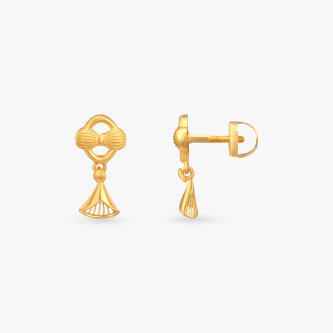Ribbon Swing Gold Drop Earrings for Kids
