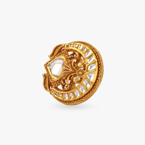 Kundan Crescent Antique Ring