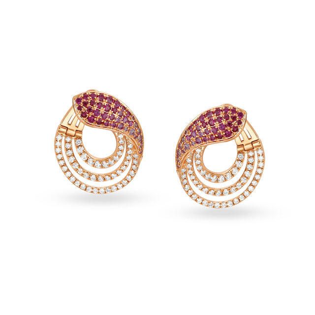 Hoops - Or 10K deux tons jaune & rose twist texture diamant - BOG192