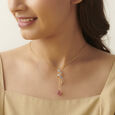 Spiral Drop Diamond Necklace With Tourmaline,,hi-res image number null
