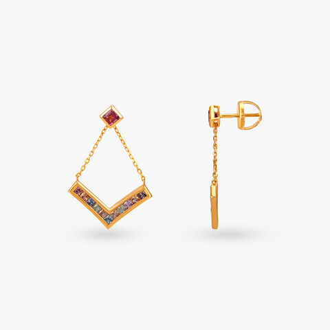 Vibrant V-Drop Earrings