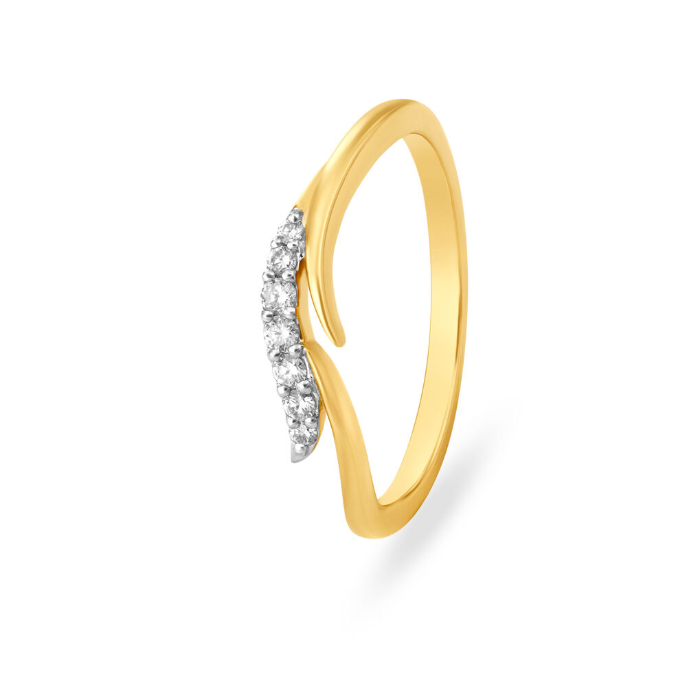 14KT Gold Ring For Women In Free Flow Design With Diamonds