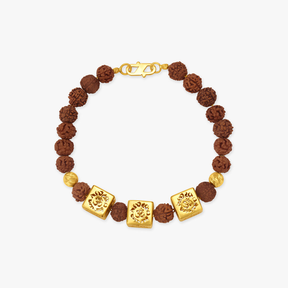 Om Trishul Bracelet Kada with 2 Rudraksha Adjustable Bracelet