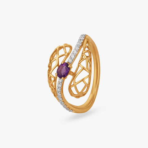 Lattice Curve Diamond Ring
