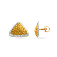 Exalted Yellow Gold Triangular Stud Earrings,,hi-res image number null