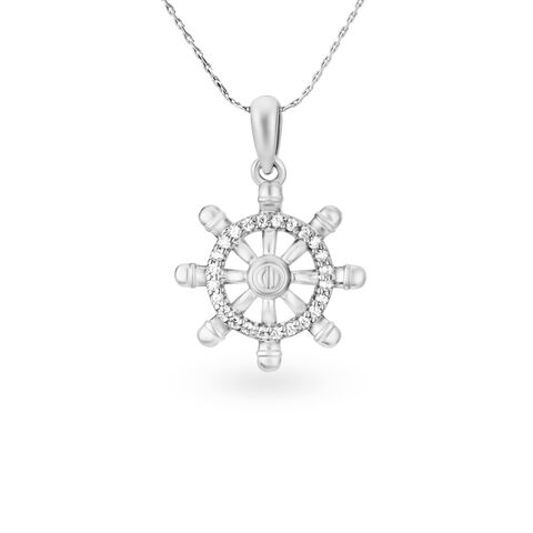 Nautical Wheel Silver Pendant