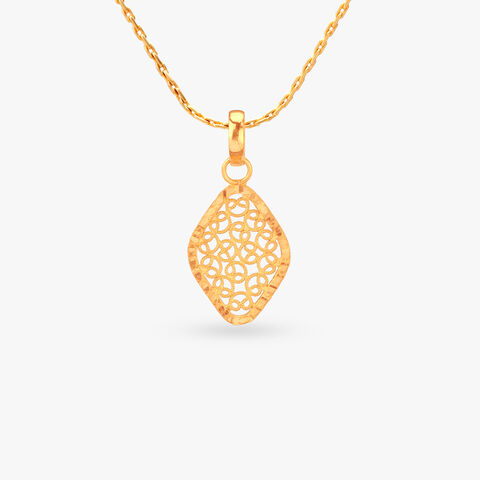 Twisted Rhombus Gold Pendant